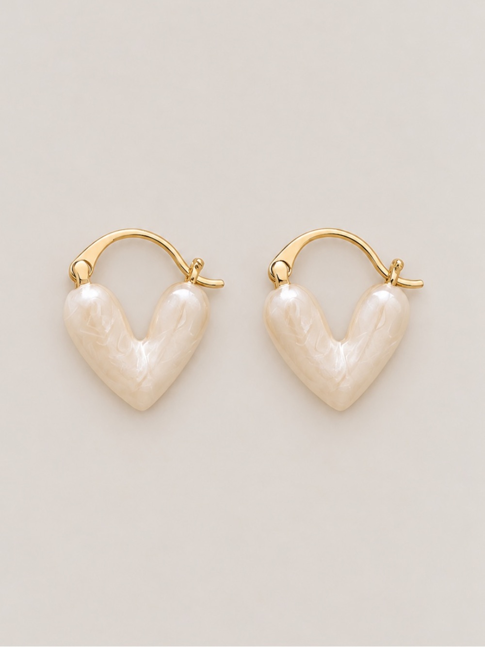 New! White Ivory Heart Classic Huggie Earrings NWOT